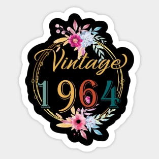 60 Years Old Gifts Vintage 1964 Floral 60th Birthday Party Sticker